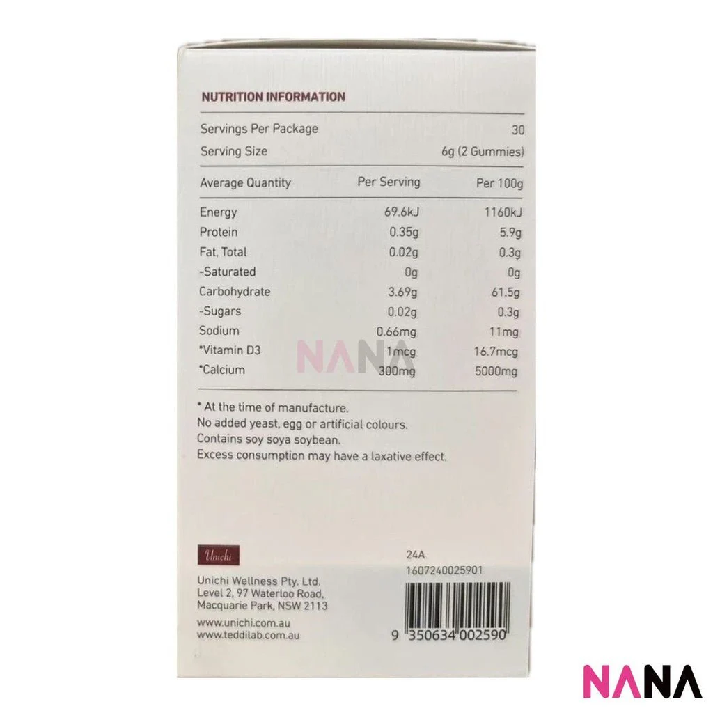 Unichi Teddi Lab Calcium Vitamin D3 Gummy - Strawberry & Yogurt Flavour 60gummies - Image 3
