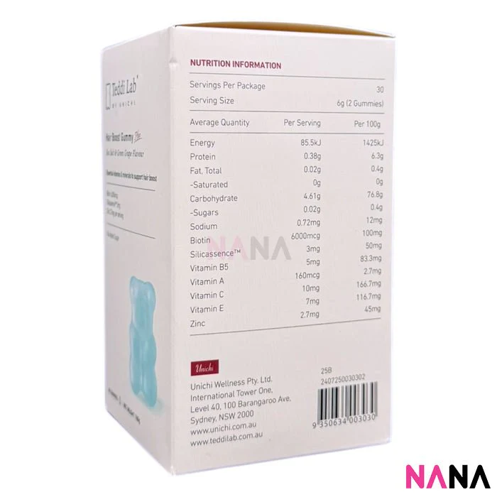 Unichi Teddi Lab Hair Boost Gummy Plus - Sea Salt + Green Grape Flavour 60 Gummies x2 - Image 2