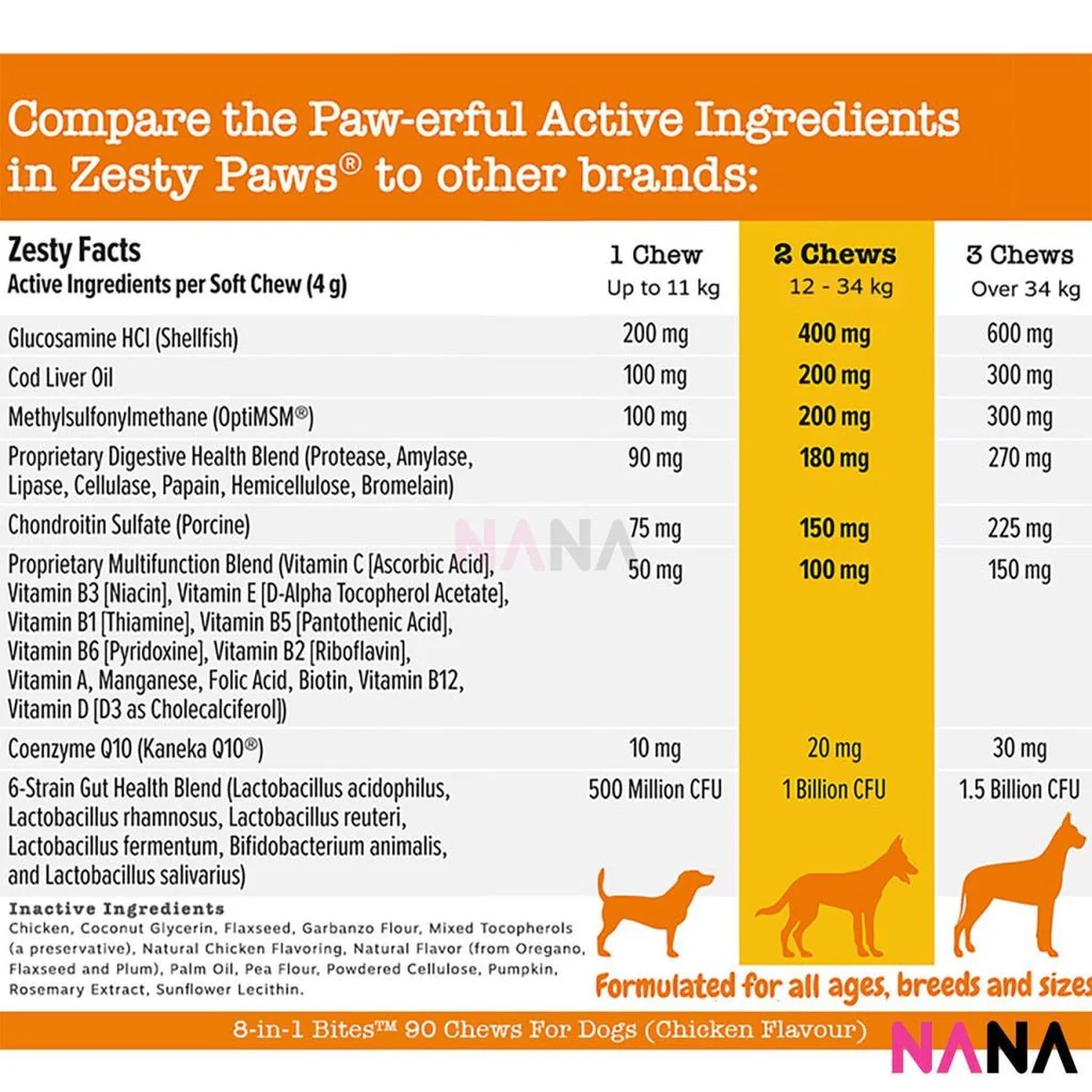 Zesty Paws 8-in-1 Multivitamin Bites Chicken Flavor 90 Soft Chews - Image 5