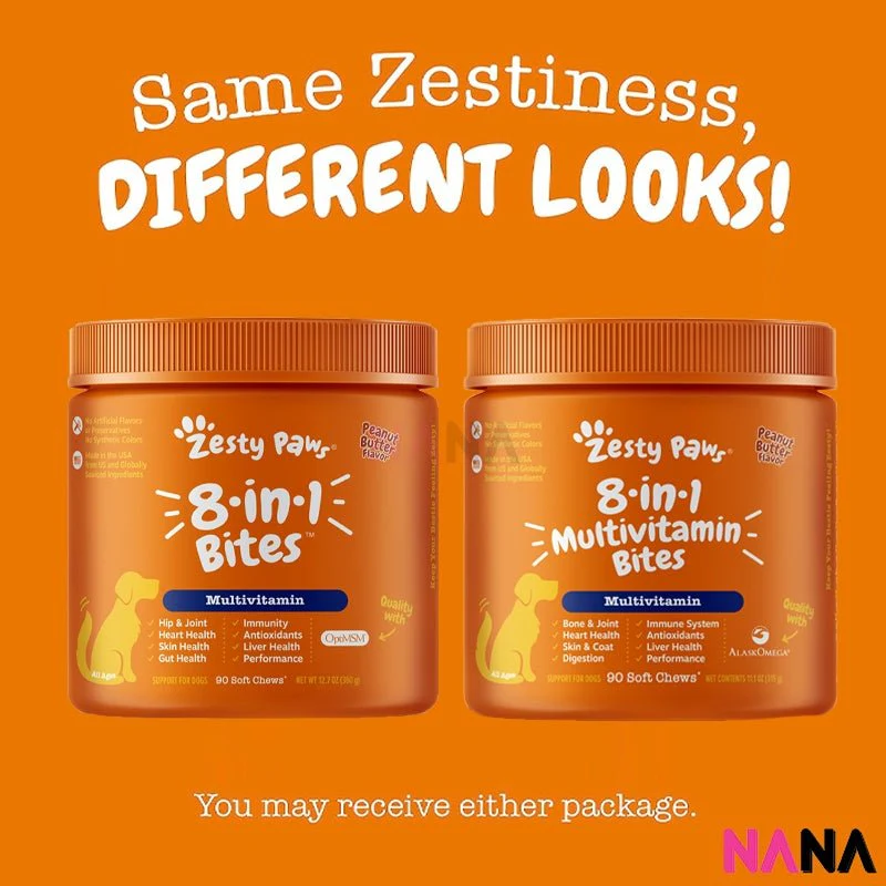 Zesty Paws 8-in-1 Multivitamin Bites - Peanut Butter Flavor 90 Soft Chews - Image 2