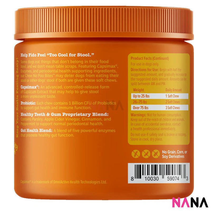 Zesty Paws Chew No Poo Gut Health Bites - Chicken Flavor 90 Soft Chews - Image 5