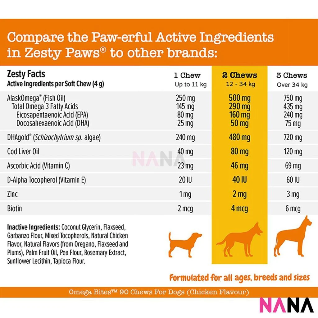 Zesty Paws Skin & Coat Bites Chicken Flavor 90 Soft Chews - Image 4