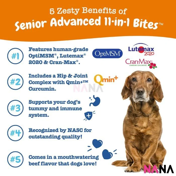 Zesty Paws Senior Advanced 11-in-1 Multivitamin Bites - Beef Flavor 90 Soft Chews - Image 3