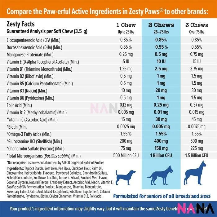 Zesty Paws Senior Advanced 11-in-1 Multivitamin Bites - Beef Flavor 90 Soft Chews - Image 4